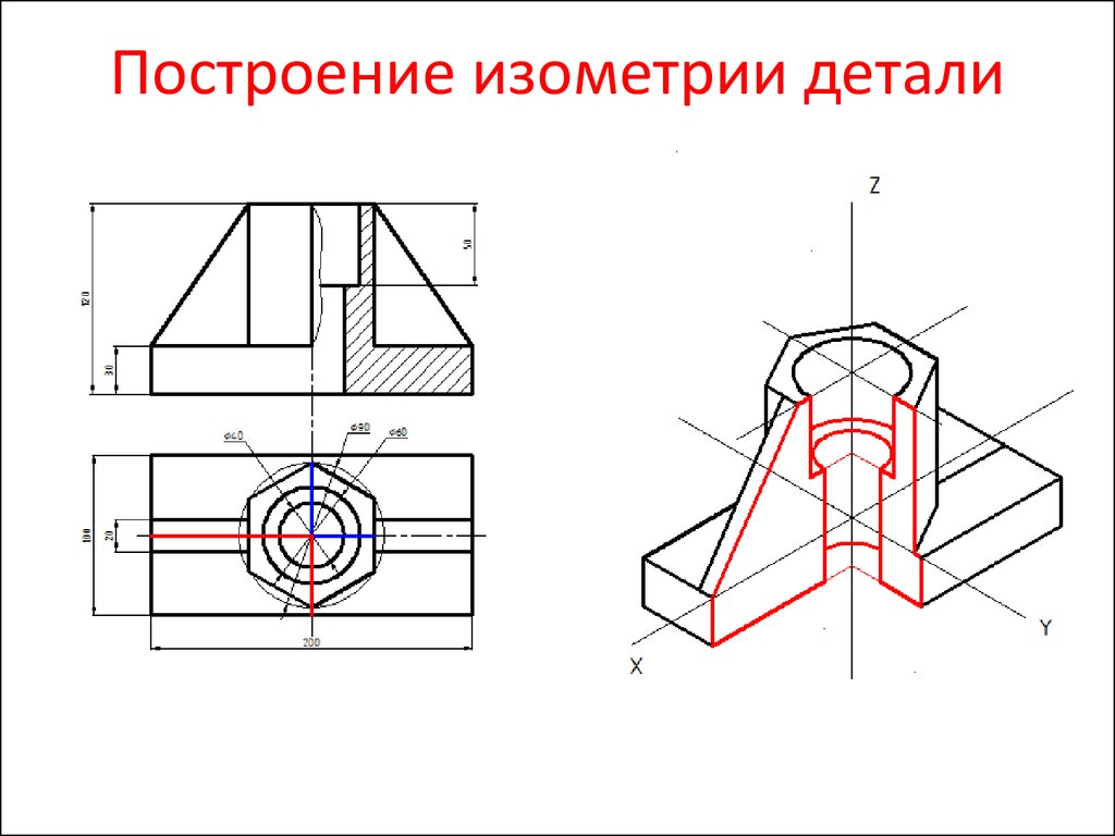 Деталь в разрезе на чертеже