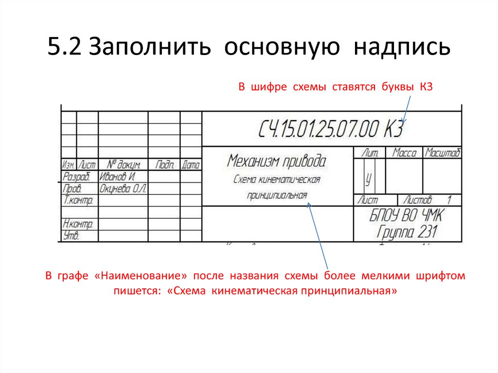 Черчения надпись