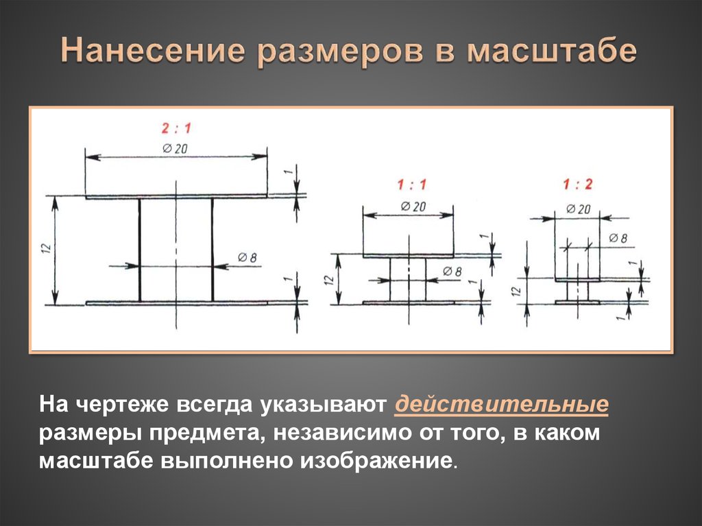 Нанесение размера на чертеже