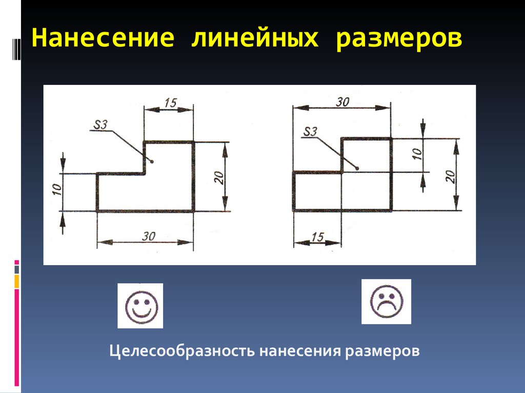 Найдите правильные обозначения размерных чисел на чертеже