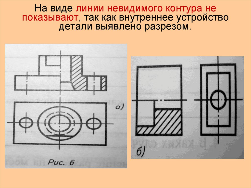 Линия контура на чертеже. Линия невидимого контура. Линии невидимого контура на чертеже. Невидимые линии на чертеже. Линии невидимого контура на разрезе.