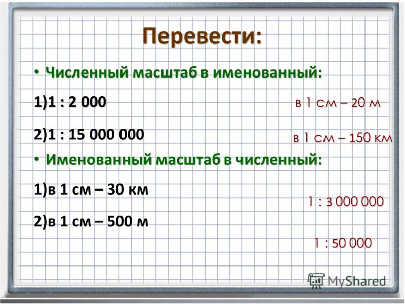 Какому численному масштабу соответствует именованный масштаб