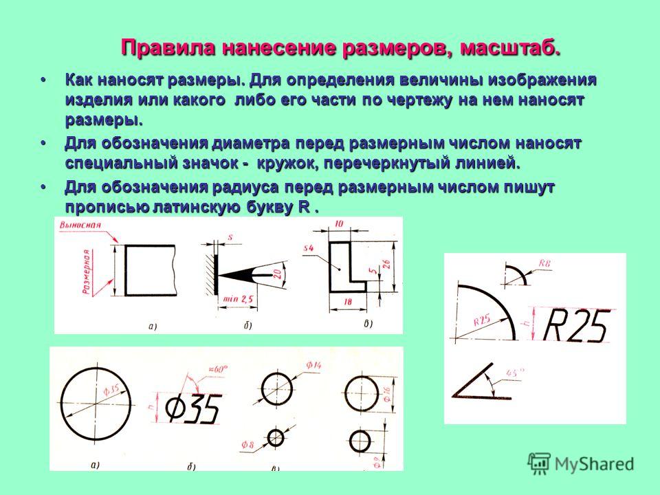 Способы нанесения размеров на чертежах