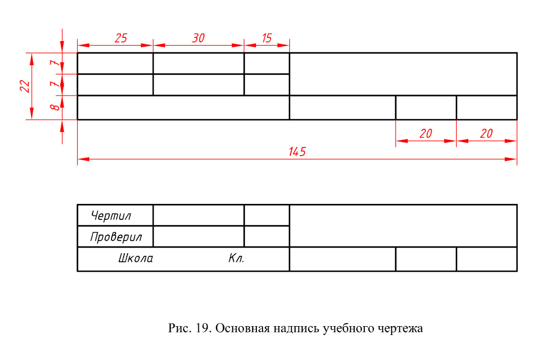 Основная надпись учебного чертежа а4